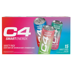 C4 Smart Energy Drink, Zero Sugar, Variety Pack, 12 fl oz, 15 ct