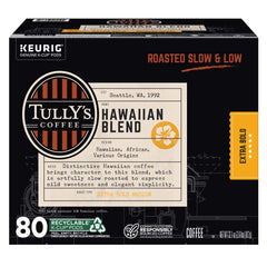 Tully’s Hawaiian Blend Coffee, Extra Bold Medium Roast, Keurig K-Cup Pods, 80 ct