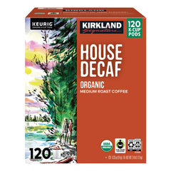Kirkland Signature Organic House Decaf, Medium Roast, Keurig K-Cup Pods, 120 ct