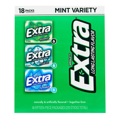 Extra Sugar-Free Gum, Mint Variety Pack, 15 Sticks, 18 ct