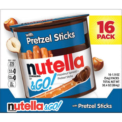 Nutella & Go Hazelnut Spread with Pretzel Sticks, 1.9 oz, 16 ct