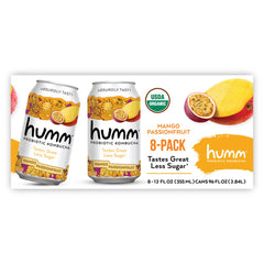 Humm Organic Probiotic Kombucha, Mango Passionfruit, 12 fl oz, 8 ct