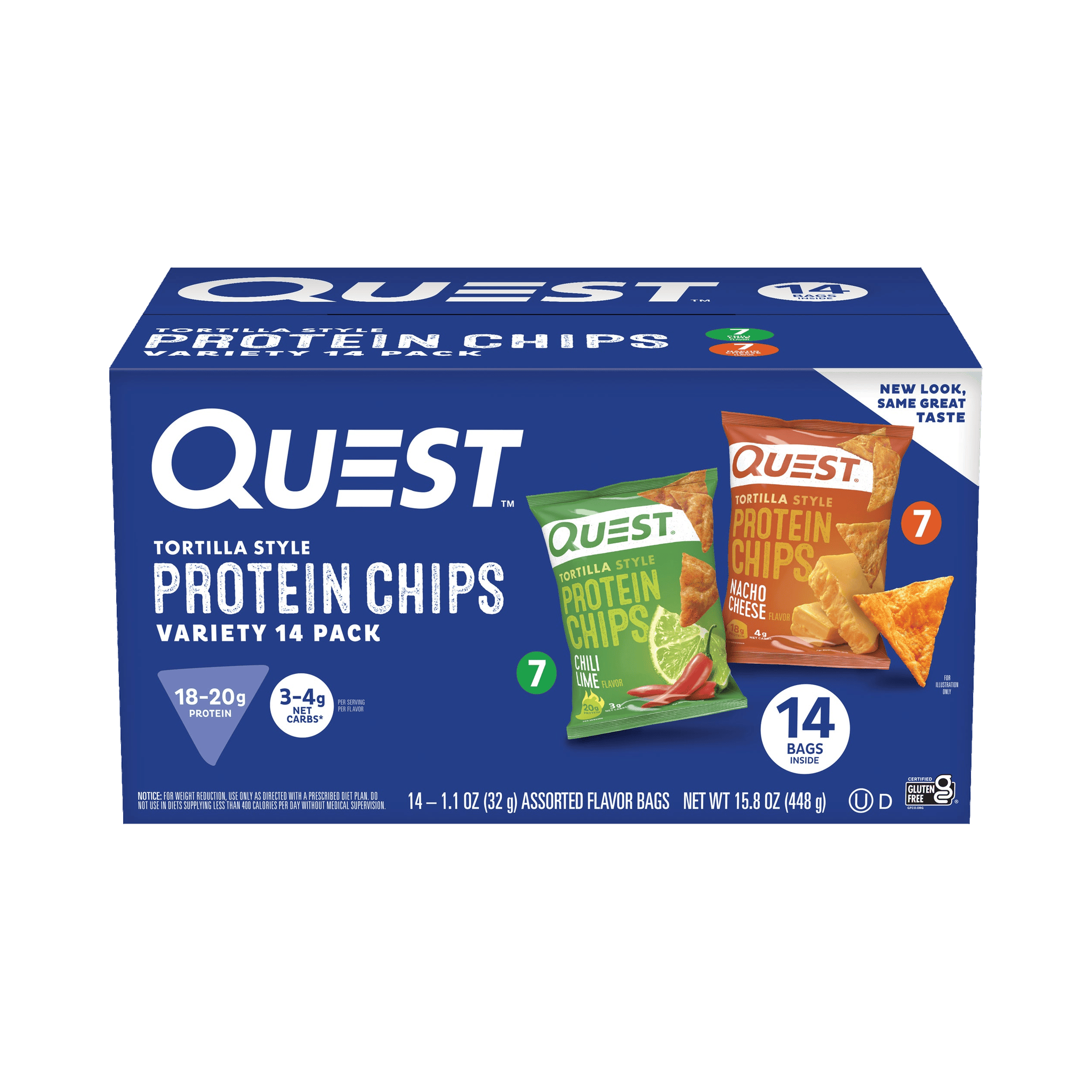 Quest Tortilla Style Protein Chips, Variety Pack, 1.1 oz, 14 ct