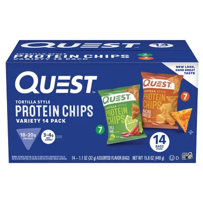 Quest Tortilla Style Protein Chips, Variety Pack, 1.1 oz, 14 ct