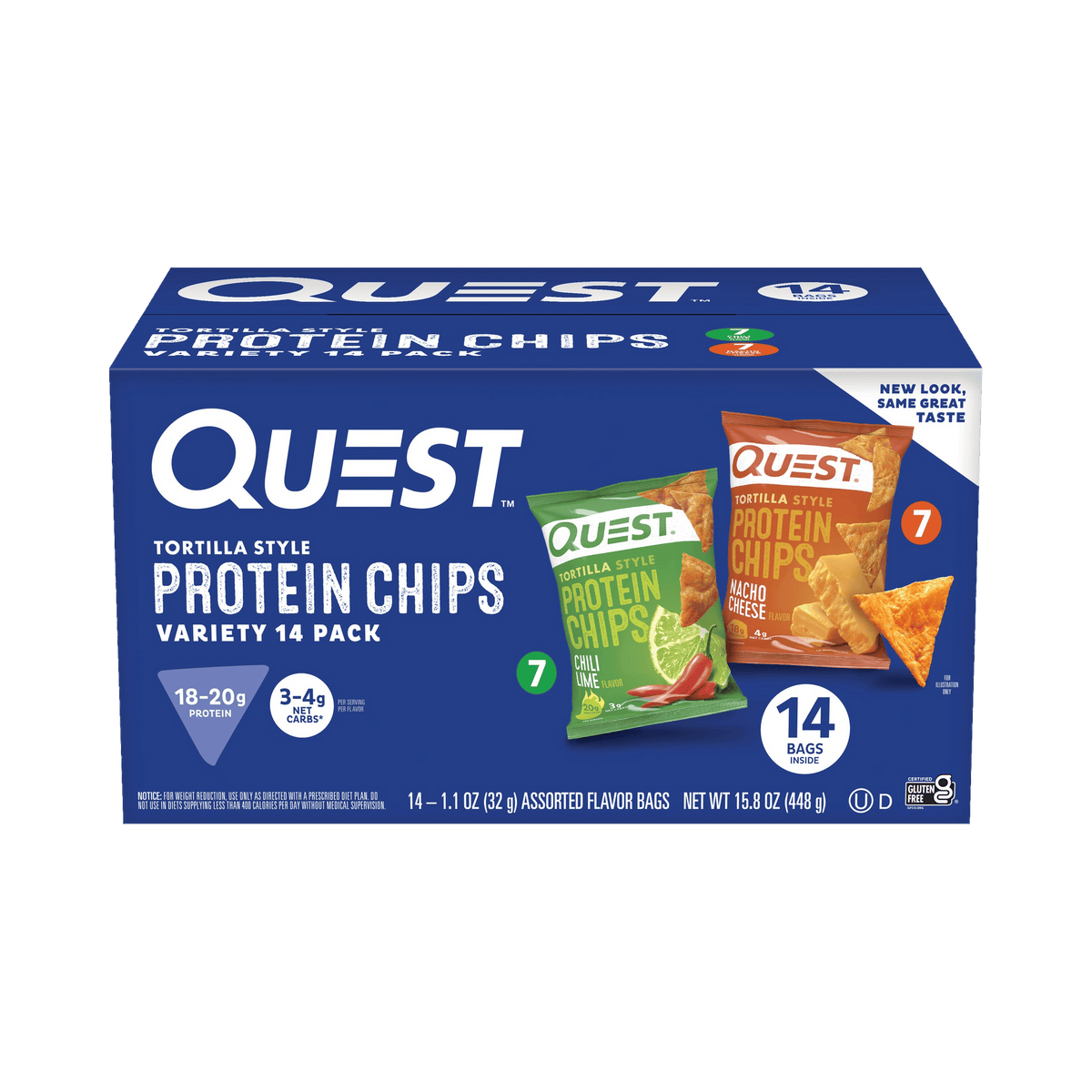 Quest Tortilla Style Protein Chips, Variety Pack, 1.1 oz, 14 ct
