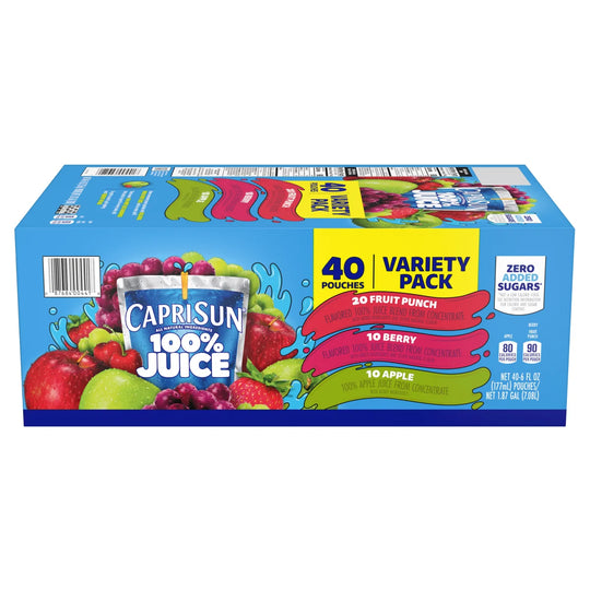 Capri Sun 100% Juice Blend, Variety Pack, 6 fl oz, 40 ct