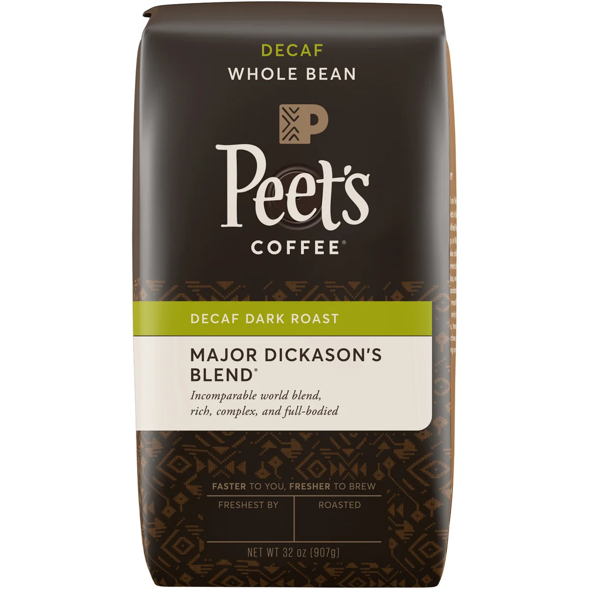 Peet's Coffee Decaf Major Dickason's Blend Whole Bean Coffee, Dark Roast, 2 lbs