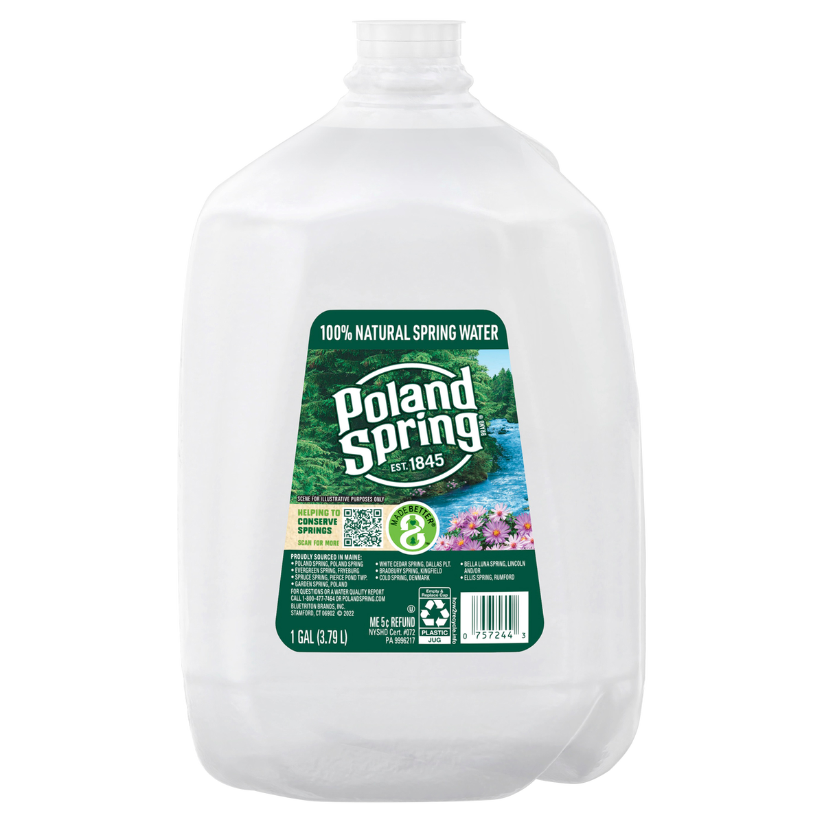 Poland Spring 100% Natural Spring Water, 1 Gallon, 6 ct