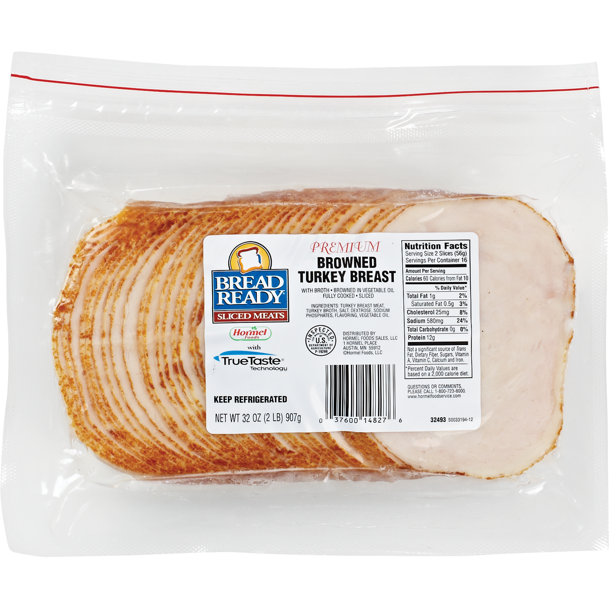 Hormel BREAD READY Browned Turkey Breast, Sliced, 2 lbs
