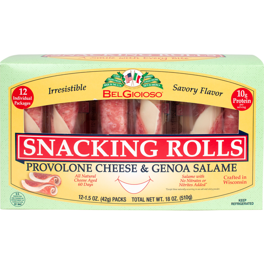 BelGioioso Snacking Rolls, Provolone Cheese & Genoa Salame, 1.5 oz, 12 ct