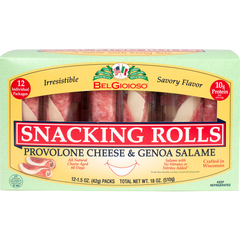 BelGioioso Snacking Rolls, Provolone Cheese & Genoa Salame, 1.5 oz, 12 ct