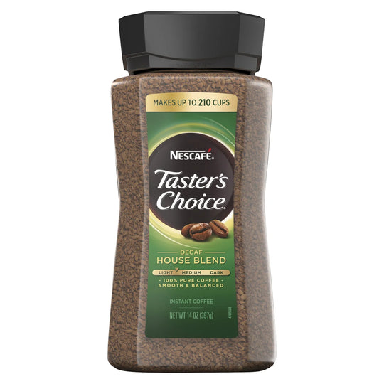 Nescafe Taster's Choice Instant Coffee, Decaf, House Blend, Light Roast,14 oz