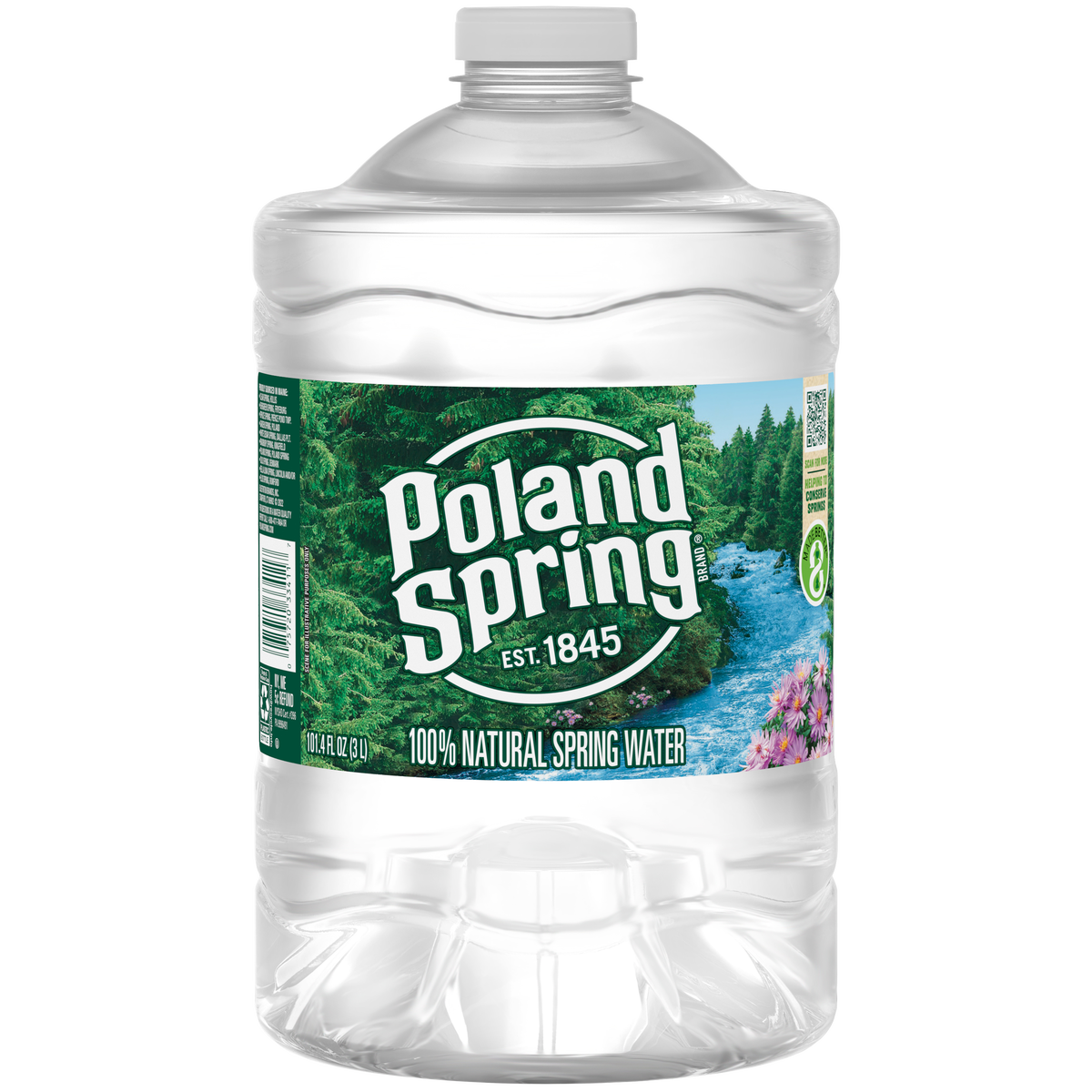 Poland Spring 100% Natural Spring Water, 3 Liter, 6 ct