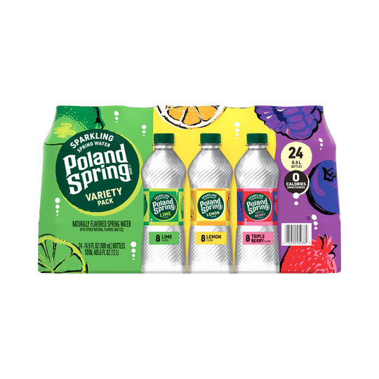 Poland Spring Sparkling Natural Spring Water, Variety Pack, 16.9 fl oz, 24 ct