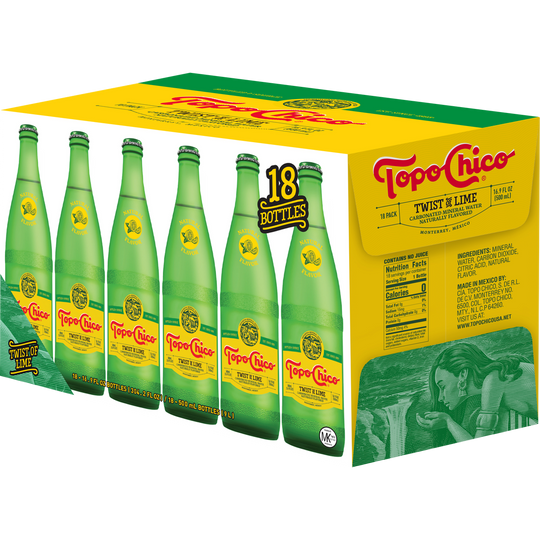 Topo Chico Carbonated Mineral Water, Twist of Lime, 16.9 fl oz, 18 ct