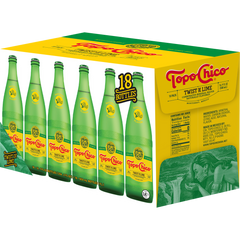 Topo Chico Carbonated Mineral Water, Twist of Lime, 16.9 fl oz, 18 ct