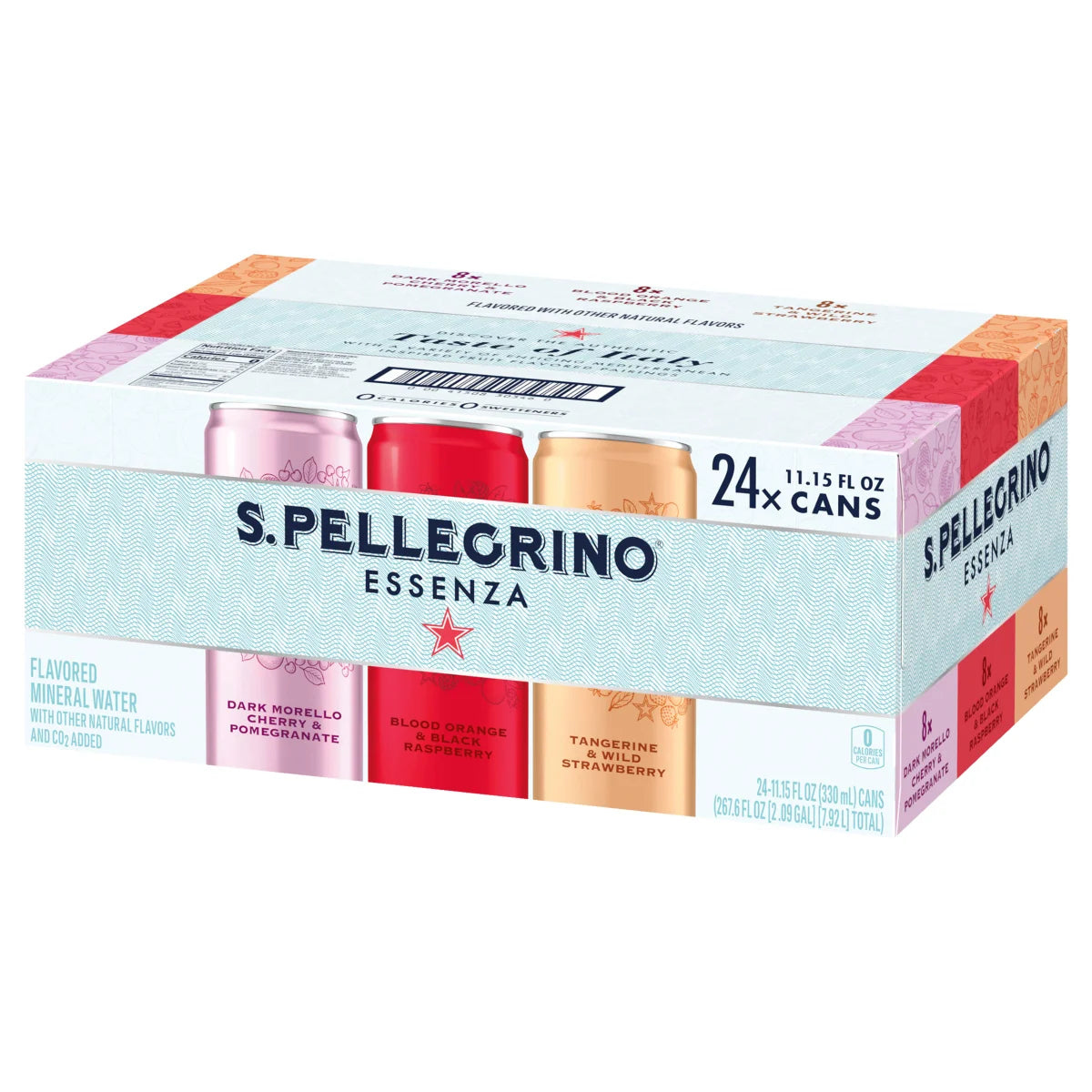 S.Pellegrino Essenza Flavored Mineral Water, Variety Pack, 11.15 fl oz, 24 ct