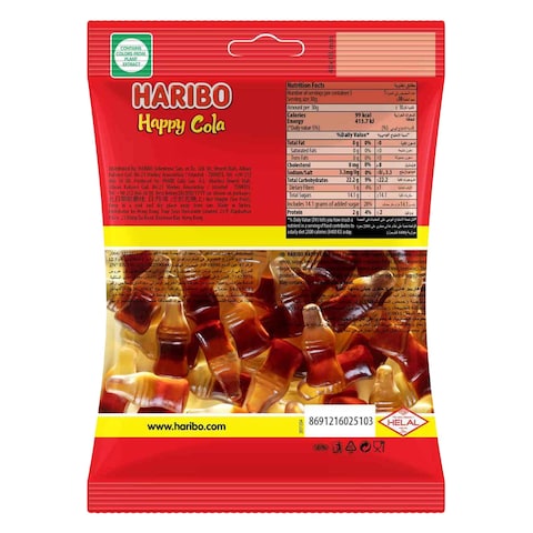 Haribo Happy Cola Gummy Candy, 80g (Halal, Made in Turkey)