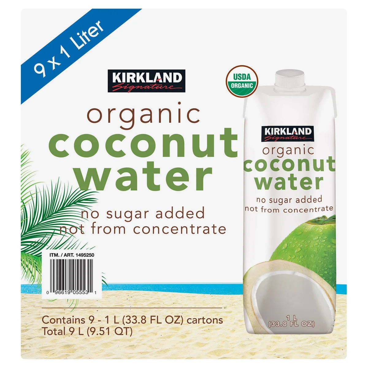 Kirkland Signature Organic Coconut Water, 33.8 fl oz, 9 ct