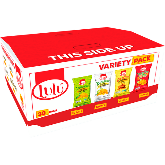 Lulu Plantain Chips, Variety Pack, 2.5 oz, 30 ct