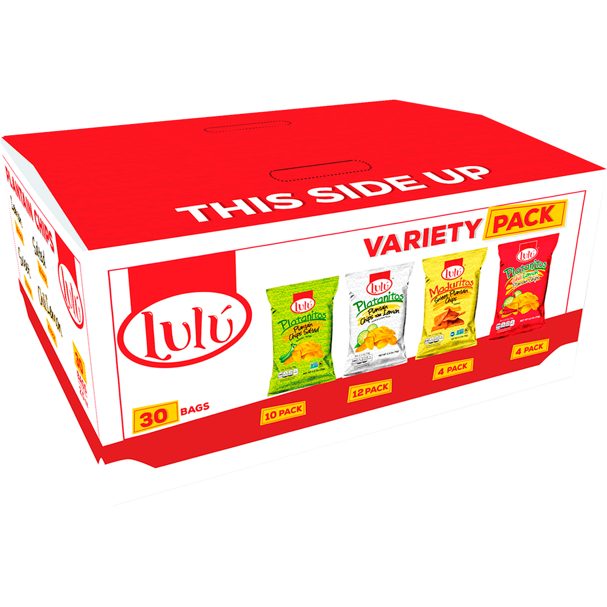 Lulu Plantain Chips, Variety Pack, 2.5 oz, 30 ct