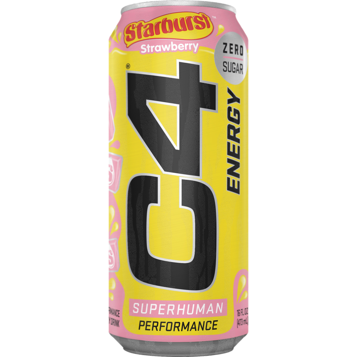 C4 Energy Drink, Zero Sugar, Starburst Strawberry, 16 fl oz, 12 ct