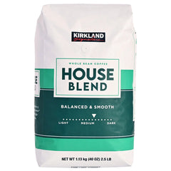Kirkland Signature House Blend Whole Bean Coffee, Medium Roast, 2.5 lbs