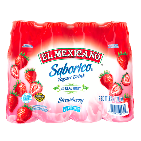 El Mexicano Saborico Yogurt Drink, Strawberry, 7 fl oz, 12 ct