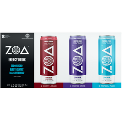 ZOA Energy Drink, Zero Sugar, Variety Pack, 12 fl oz, 18 ct