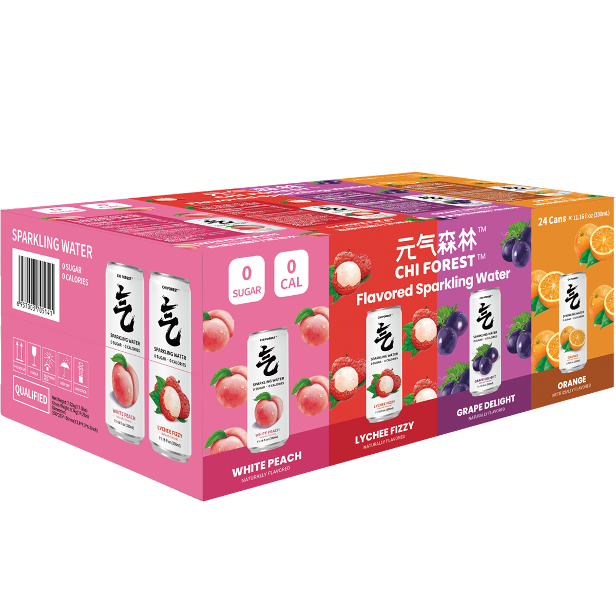 Chi Forest Flavored Sparkling Water, Variety Pack, 11.15 fl oz, 24 ct