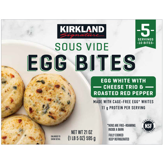 Kirkland Signature Sous Vide Egg Bites, Egg White with Cheese Trio & Roasted Red Pepper, 5 ct