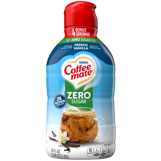 Coffee-mate Liquid Coffee Creamer, Non-Dairy, Zero Sugar, French Vanilla, 66 fl oz