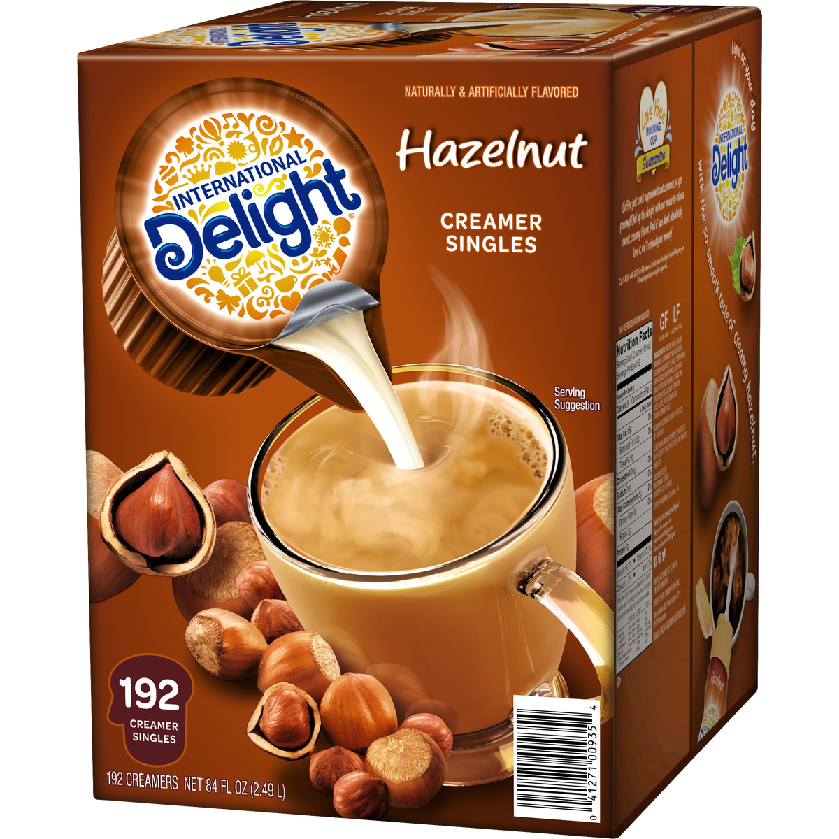 International Delight Liquid Coffee Creamer Singles, Non-Dairy, Hazelnut, 0.44 fl oz, 192 ct