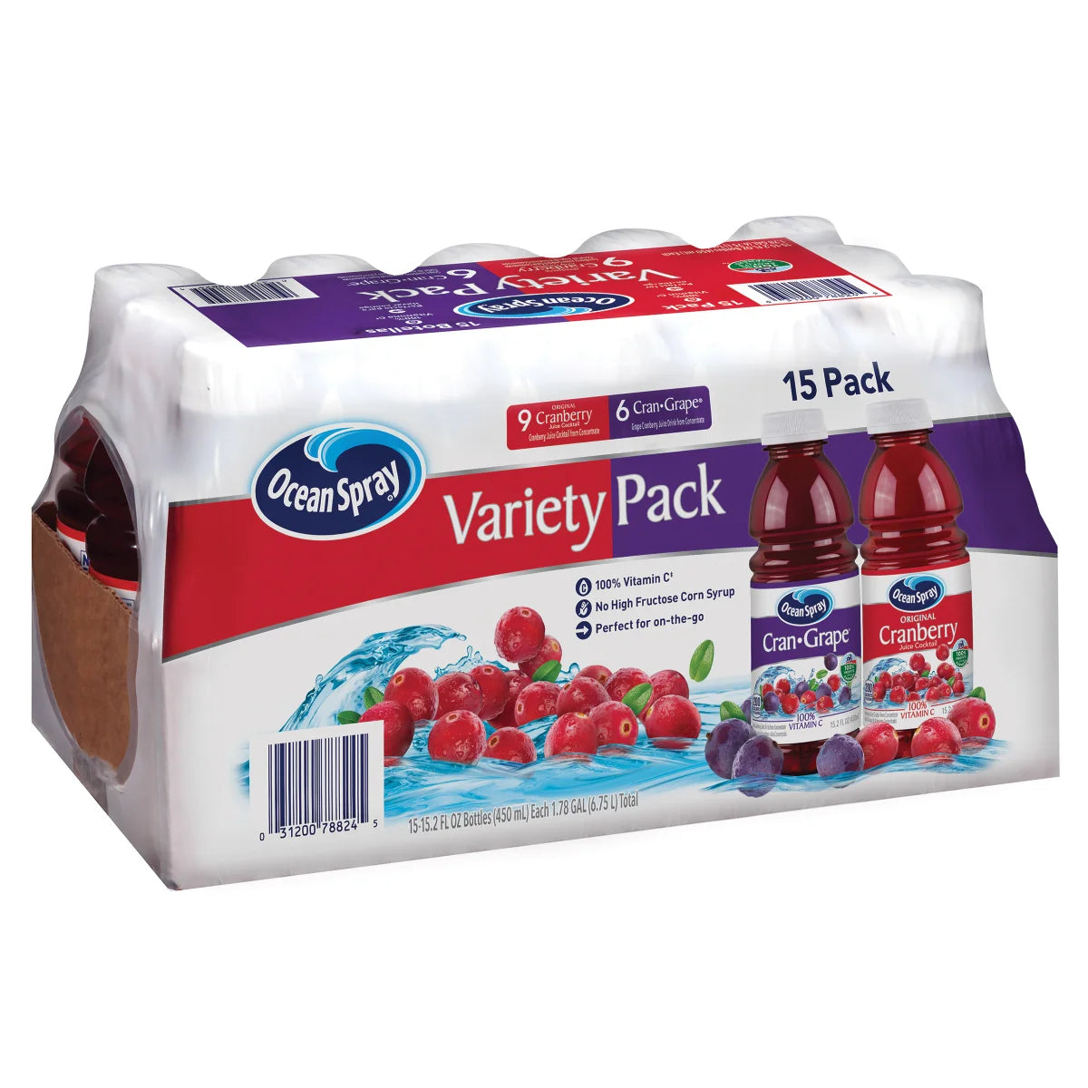 Ocean Spray Cranberry Juice Drink, Variety, 15.2 fl oz, 15 ct