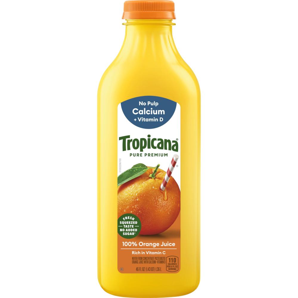 Tropicana Pure Premium 100% Orange Juice with Calcium + Vitamin D, No Pulp, 46 fl oz, 3 ct