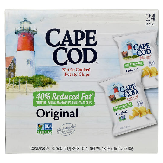 Cape Cod Kettle Cooked Potato Chips, Original, 0.75 oz, 24 ct