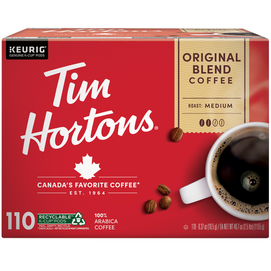 Tim Hortons Original Blend Coffee, Medium Roast, Keurig K-Cup Pods, 110 ct