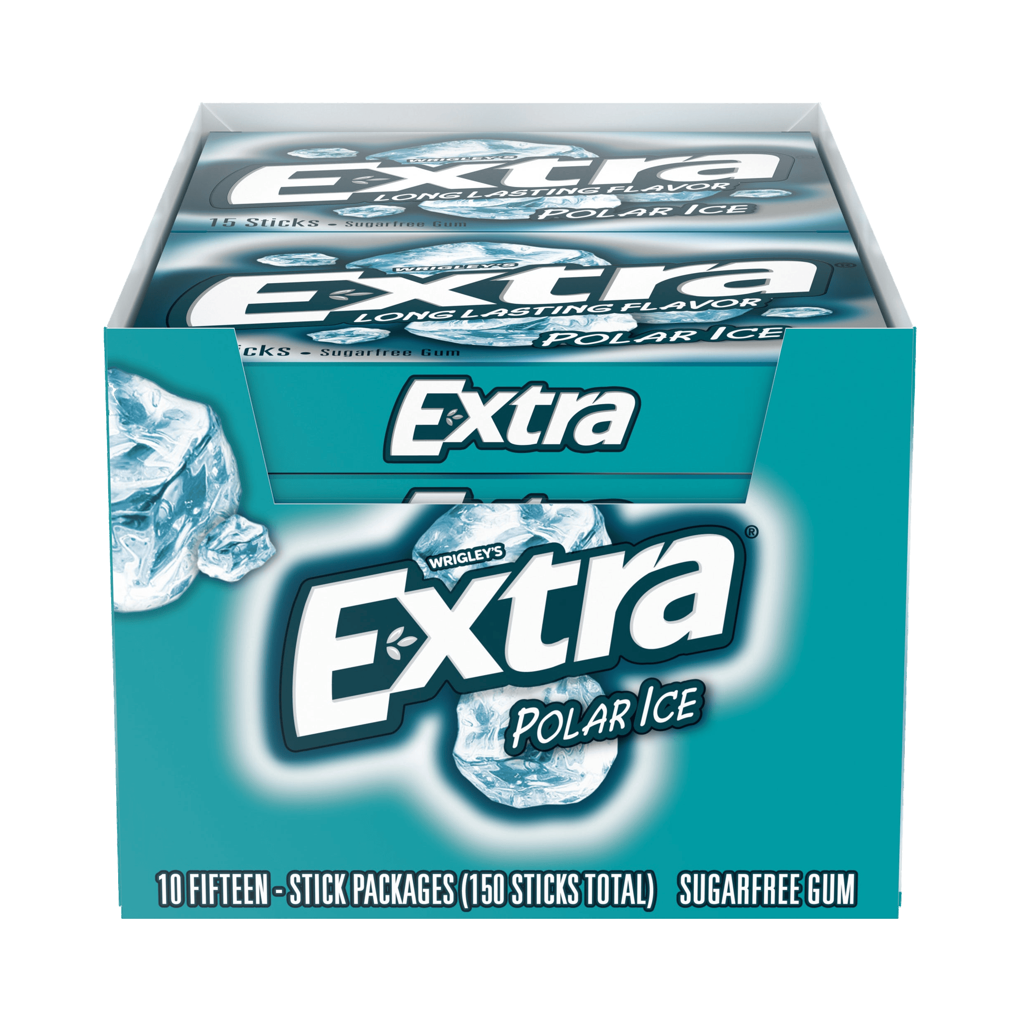 Extra Sugar Free Chewing Gum, Polar Ice, Slim Pack, 15 Sticks, 10 ct