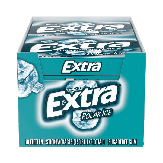 Extra Sugar Free Chewing Gum, Polar Ice, Slim Pack, 15 Sticks, 10 ct