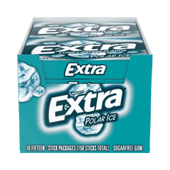 Extra Sugar Free Chewing Gum, Polar Ice, Slim Pack, 15 Sticks, 10 ct