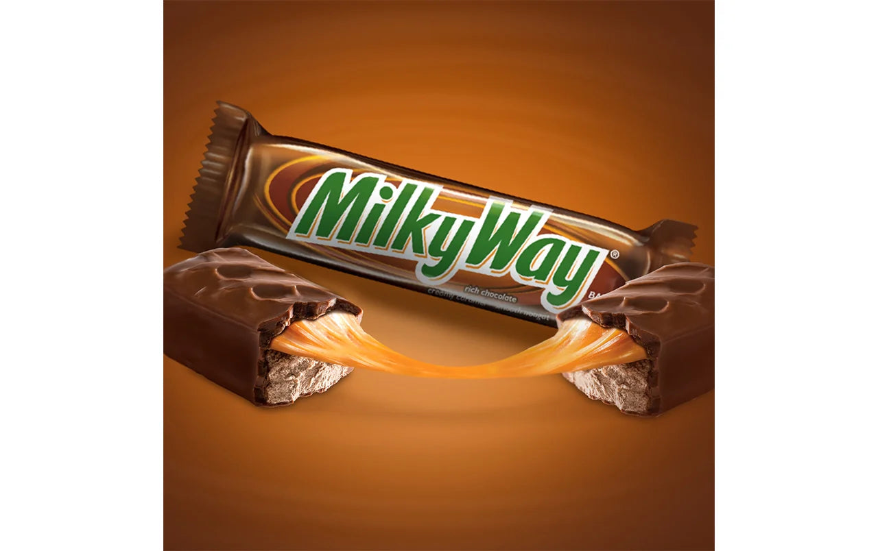 Milky Way Caramel Chocolate Candy Bar, Full Size, 1.84 oz, 36 ct