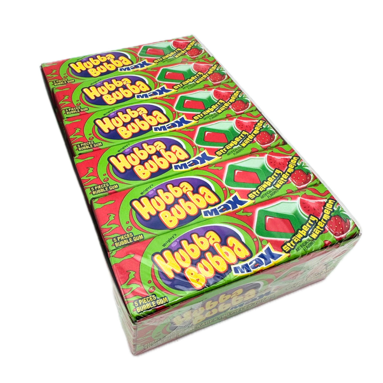 Hubba Bubba Max Chewing Gum, Strawberry Watermelon, 5 Pieces, 18 ct