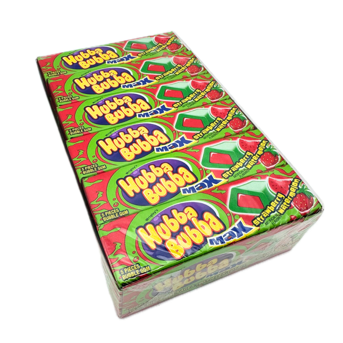 Hubba Bubba Max Chewing Gum, Strawberry Watermelon, 5 Pieces, 18 ct
