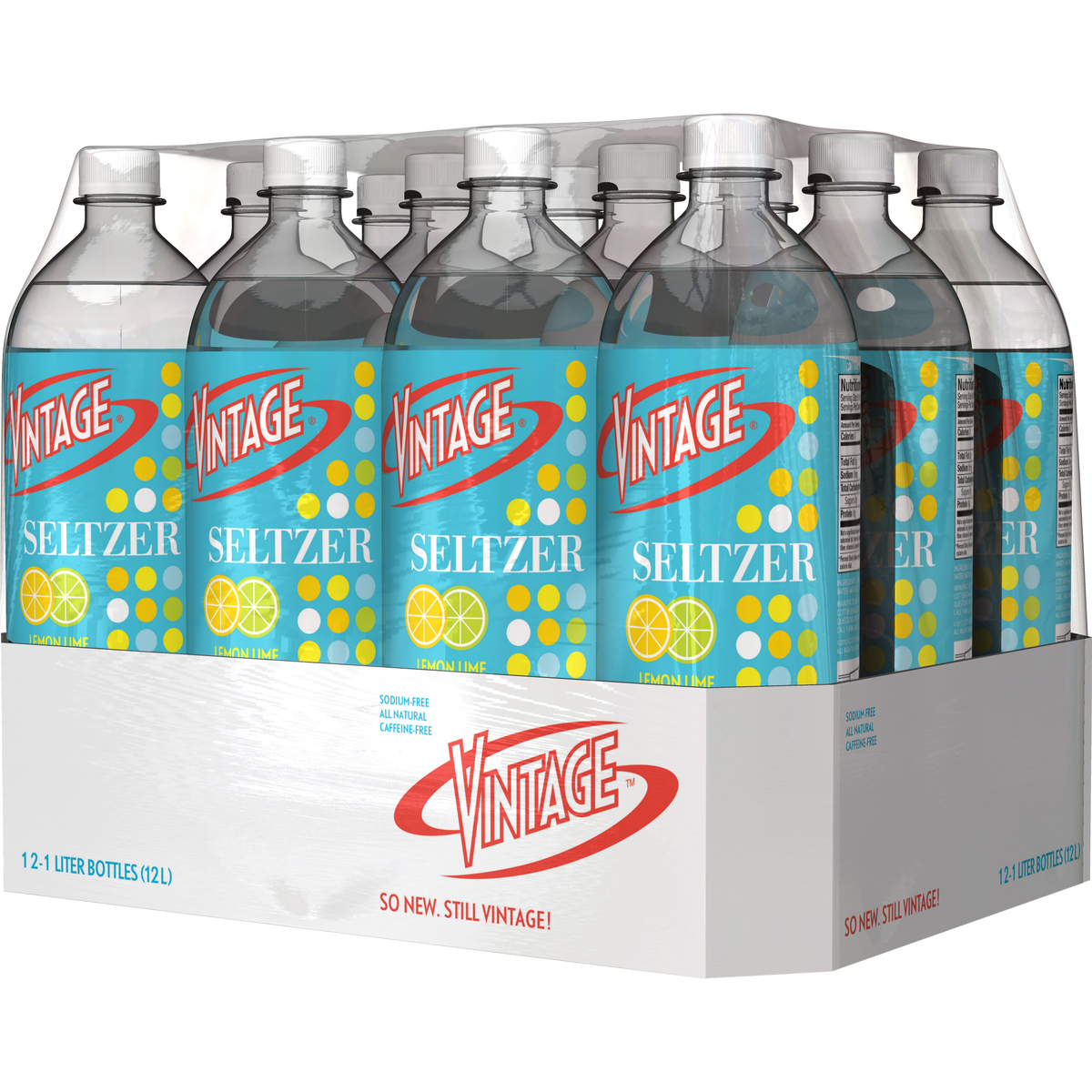 Vintage Seltzer Water, Lemon, 1 Liter, 12 ct