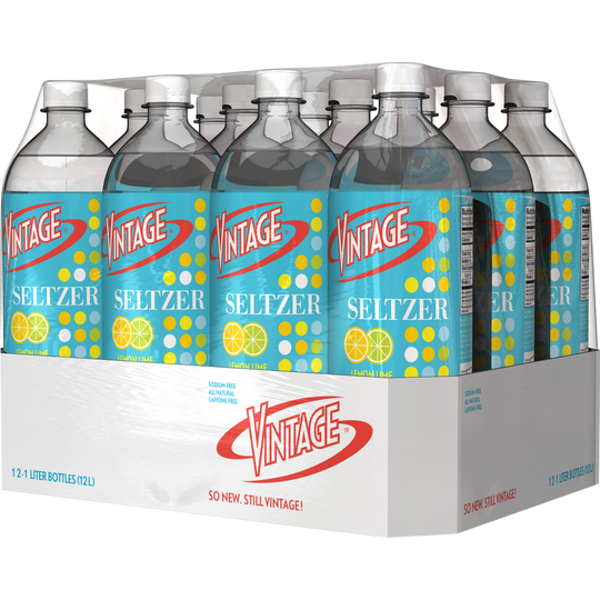 Vintage Seltzer Water, Lemon, 1 Liter, 12 ct