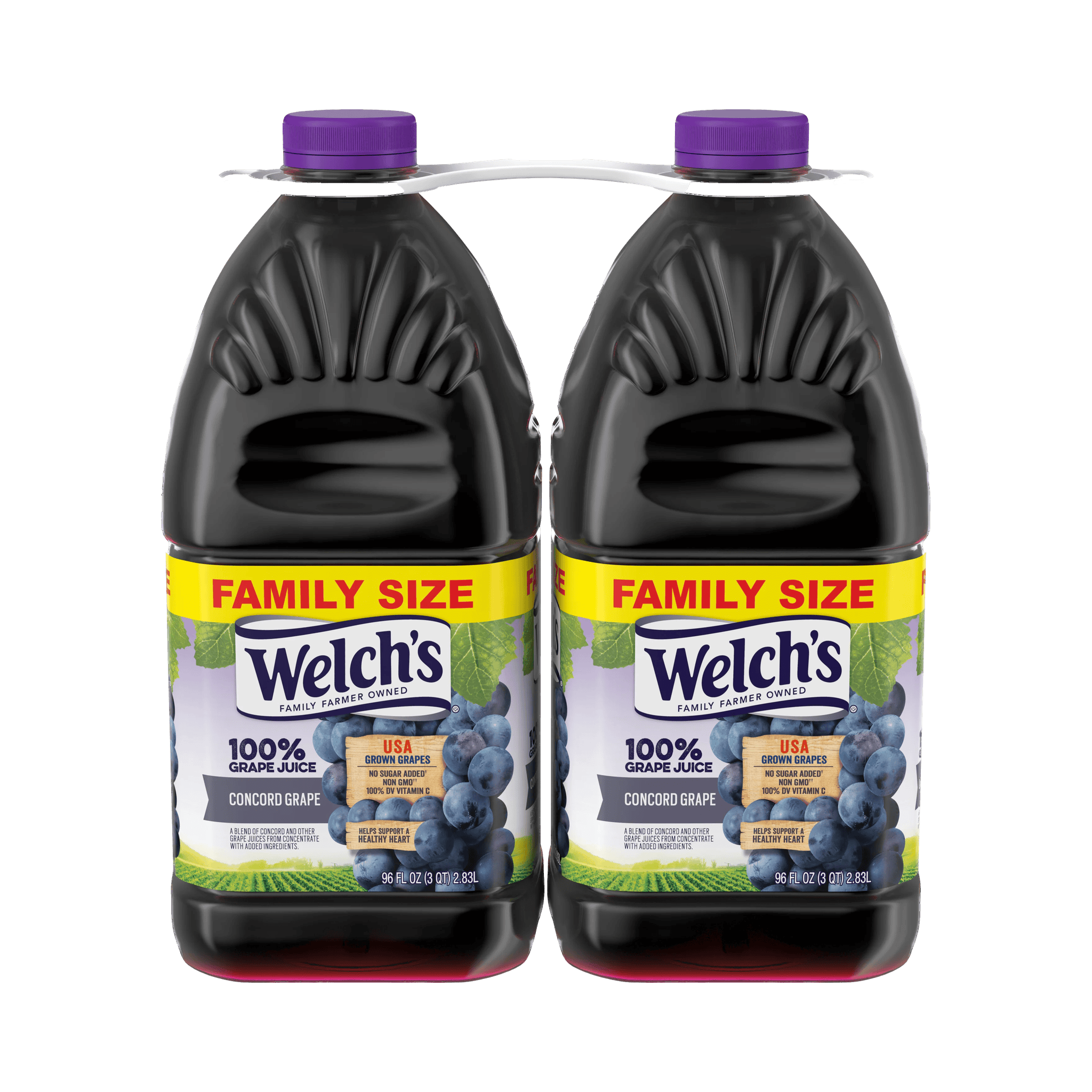 Welch’s 100% Grape Juice Blend, Concord Grape, 96 fl oz, 2 ct