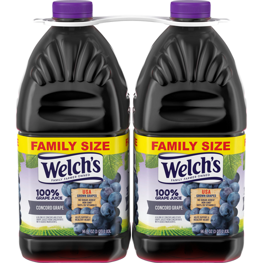 Welch’s 100% Grape Juice Blend, Concord Grape, 96 fl oz, 2 ct