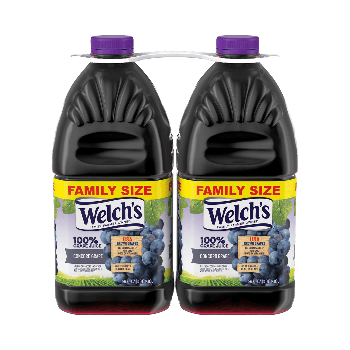 Welch’s 100% Grape Juice Blend, Concord Grape, 96 fl oz, 2 ct