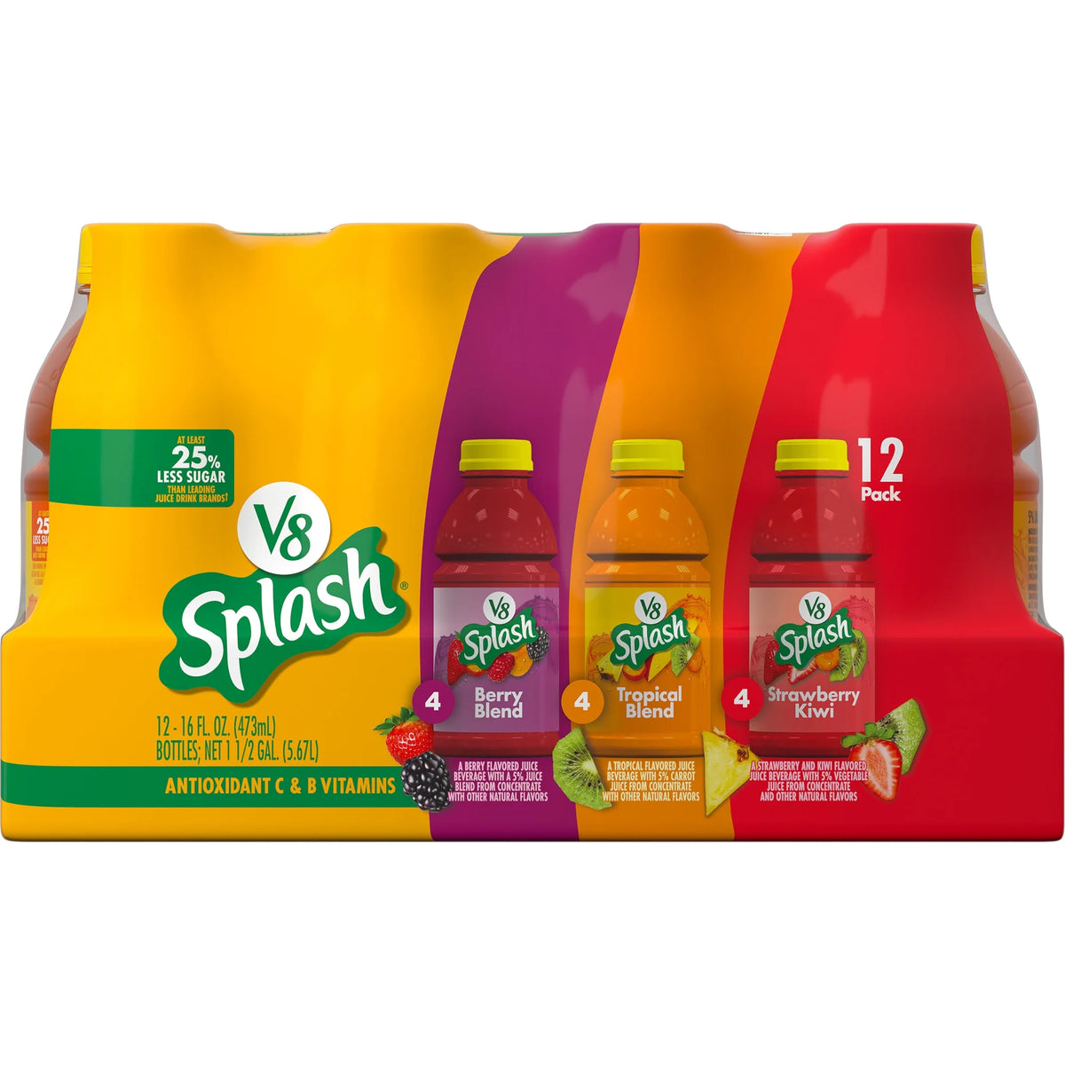 V8 Splash Juice Beverage, Variety Pack, 16 fl oz, 12 ct