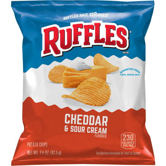 Ruffles Potato Chips, Cheddar & Sour Cream, 1.5 oz, 64 ct
